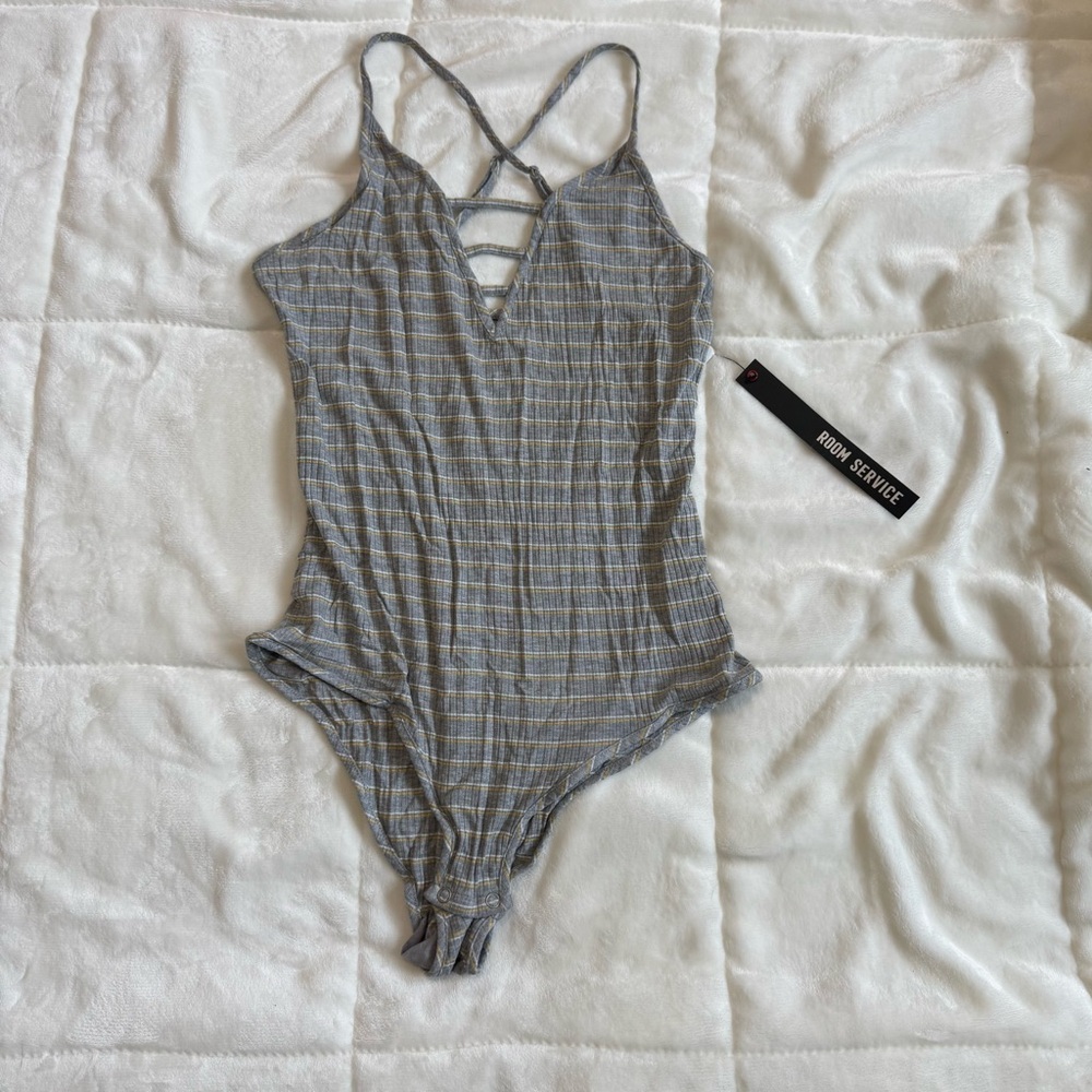 Gray Strappy Bodysuit